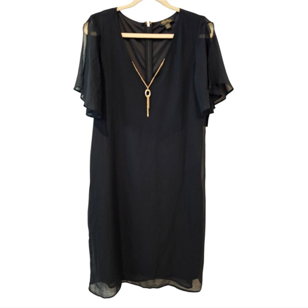 Thalia Sodi Necklace Shift Dress Black Size Medium NWT